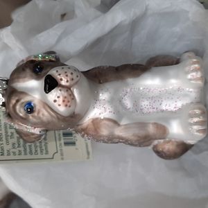 Pitbull Pup Puppy Dog Old World Christmas Glass Ornament New Pet Keepsake NWT